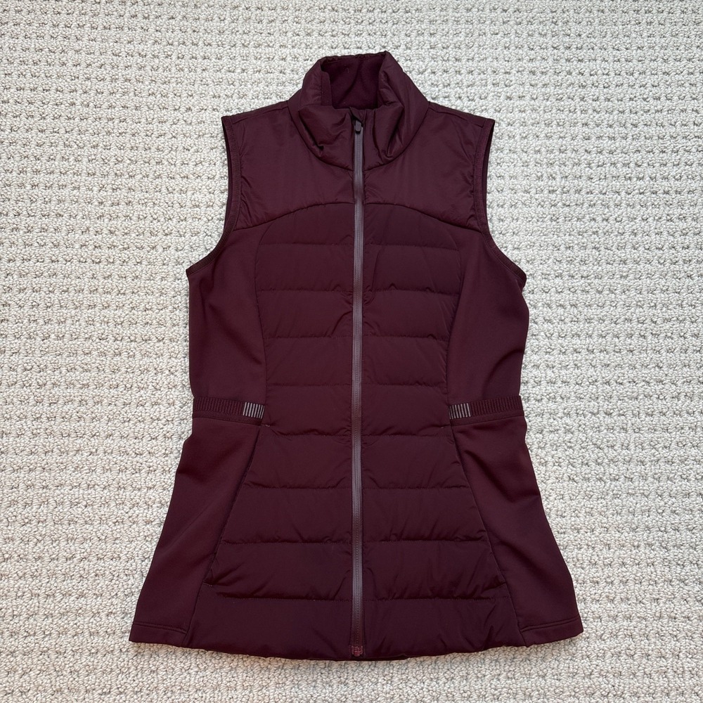 Lululemon Womens Down for It All Vest Shine Sz 6 Burgundy Wine Quilted Puffer